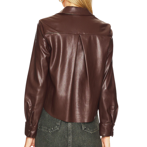 Vegan Leather Shirt in Chocolate 