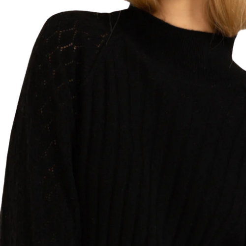 Peri Stitch Funnel Sweater in Black
