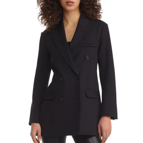 Neoprene CEO Double-Breasted Blazer in Black