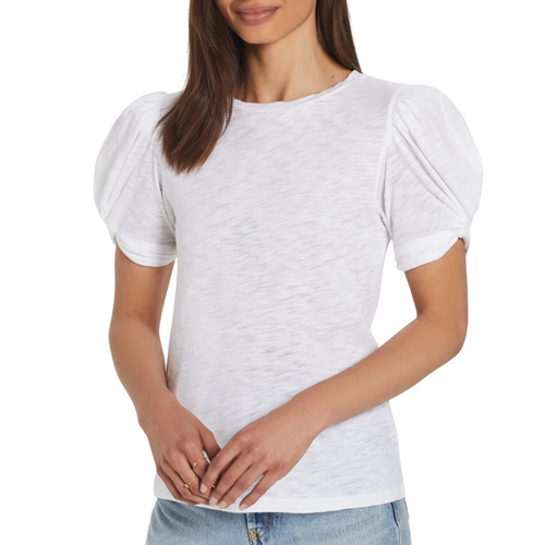 Mutton Sleeve Knot Tee in White