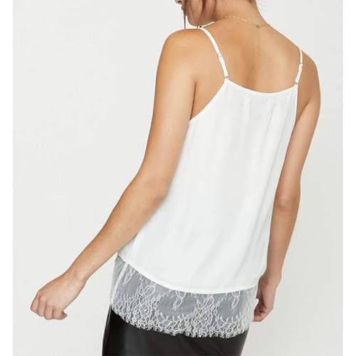 Lai Off-White Lace Trim Cami