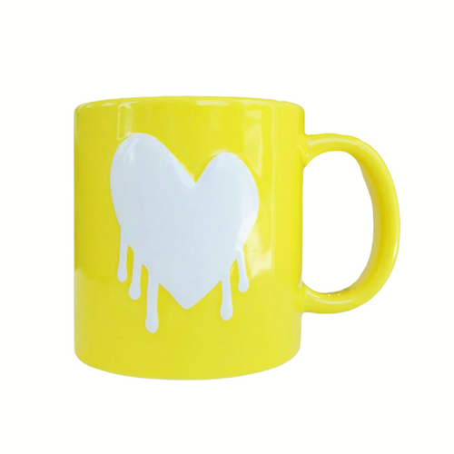 Drippy Heart Mug in Sunshine/White 