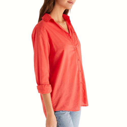 Poolside Button Up Shirt in Firecracker