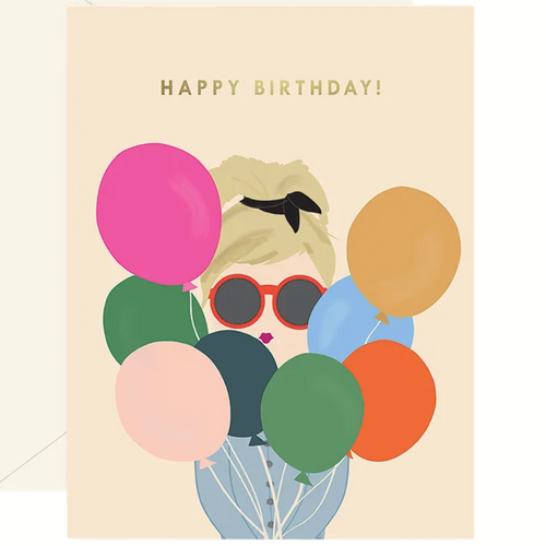 Birthday Balloon Lady Greeting Card