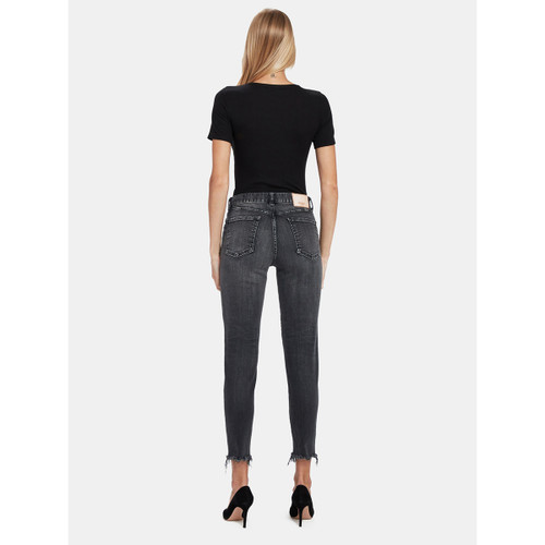 Moussy Slim Black Wash with Raw Frayed Hem