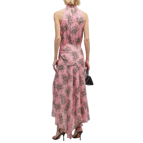 Leia Silk Halter Maxi Dress in Peony Multi