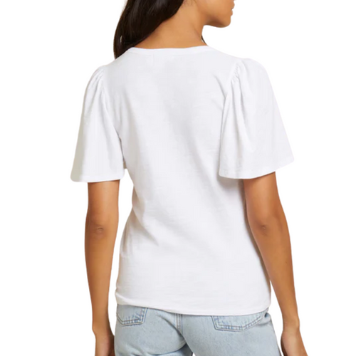 Vicky Flutter Sleeve Tee in Optic White 