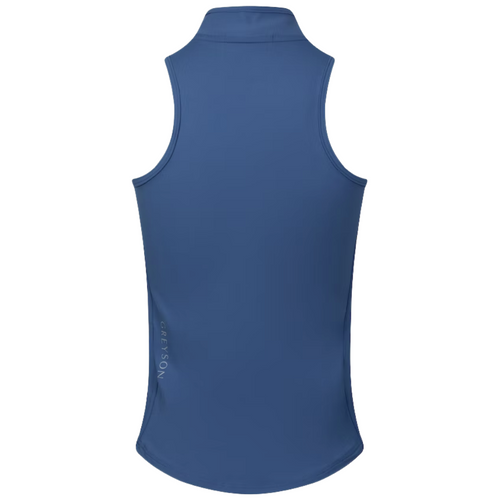 Sleeveless Vesta Mock Neck Top in Hampstead Blue  