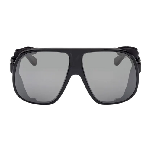Diffractor Sunglasses in Shiny Black with Black Leather Blinders