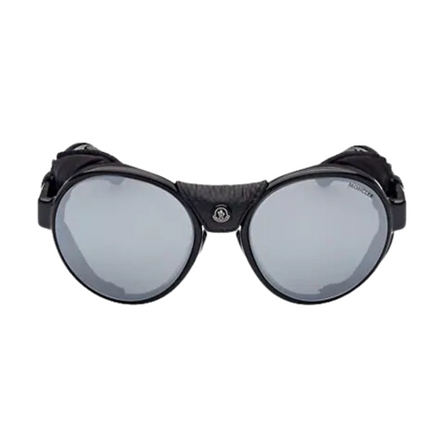Steradian Sunglasses in Shiny Black with Black Leather Blinders