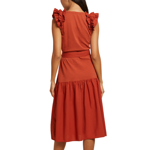 Everleigh Frilly Dress in Cayenne