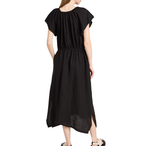Debbie Woven Linen Dress in Black