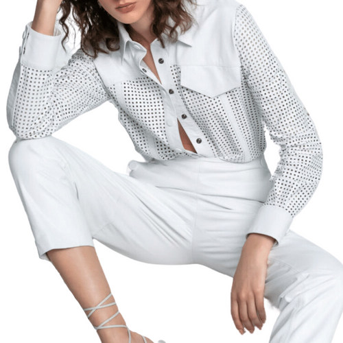 Perforate Summer Shirt in White