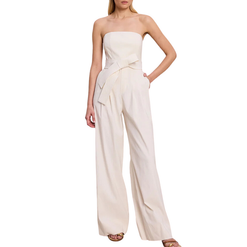 Elsie Strapless Linen Jumpsuit in Glace