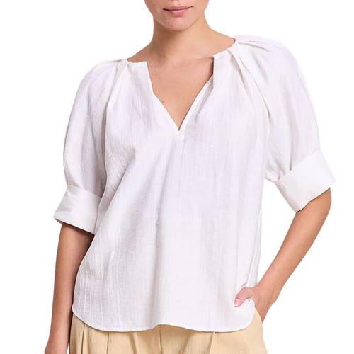 Carey Cotton Linen Top in White