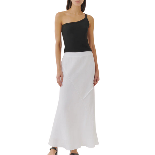 Linen Bias Skirt in White