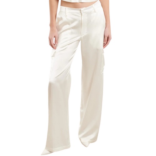 Silk Baggy Cargo Pants in White