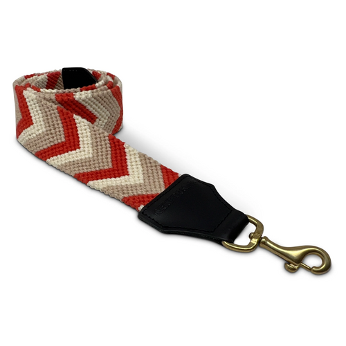 Washed Chevron Bag Strap in Red Wheat and White