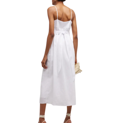Ruched Panelled Dress in Optic White