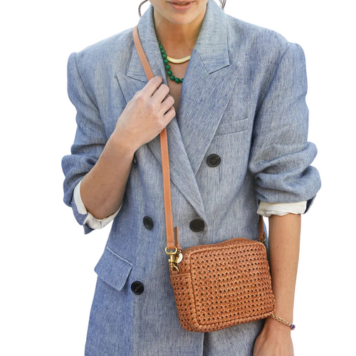 Midi Sac in Tan Rattan 