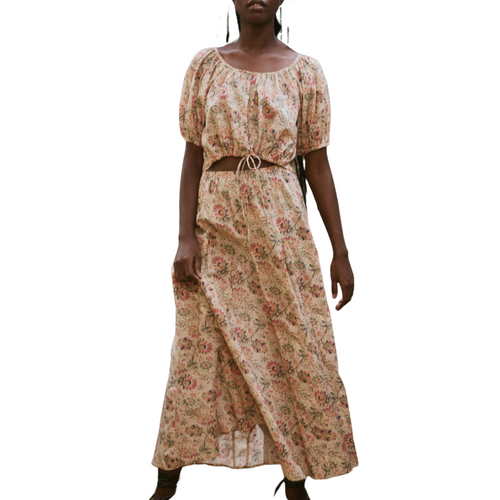 The Godet Skirt in Peach Paisley Floral