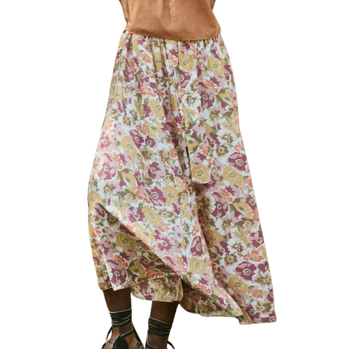 The Papyrus Skirt in Golden Lilac Flower