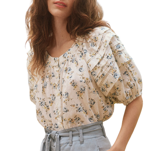The Carriage Top in Cream Kerchief Rose Print