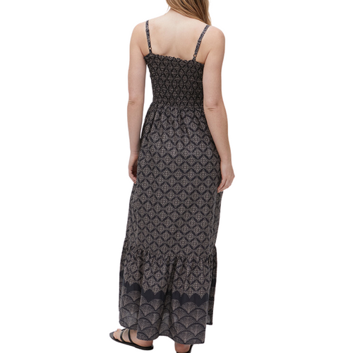 Alejandra Smocked Maxi Dress in Black Combo