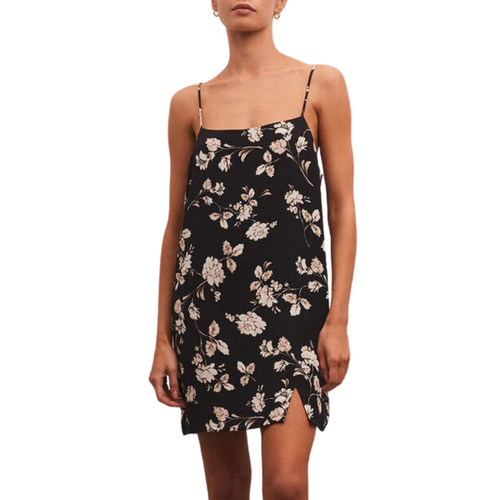 Raelyn Floral Mini Dress in Black