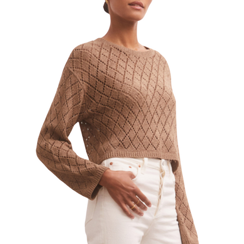 Makenna Cropped Sweater in Milkshake