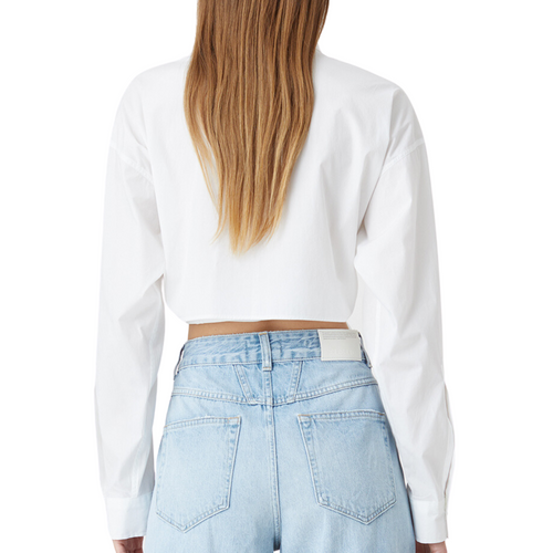 Cropped Wrap Blouse in White