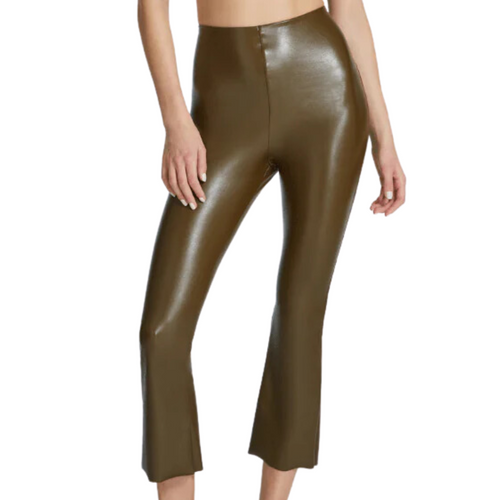 Faux Leather Crop Flare in Cadet