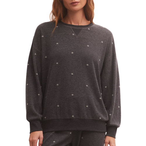 Cozy Days Star Sweatshirt in Heather Black