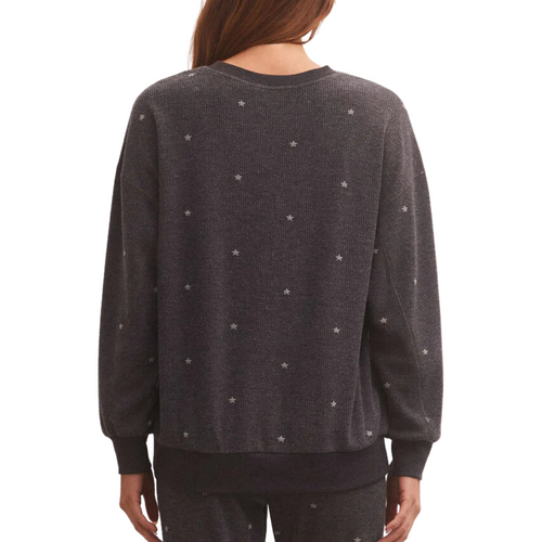 Cozy Days Star Sweatshirt in Heather Black