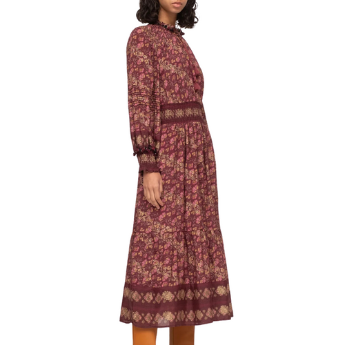 Giulia Long Sleeve Dress in Maroon