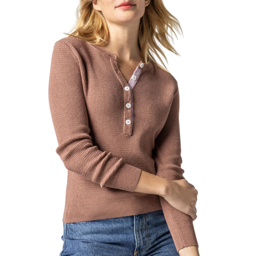 Waffle Henley Sweater in Hickory