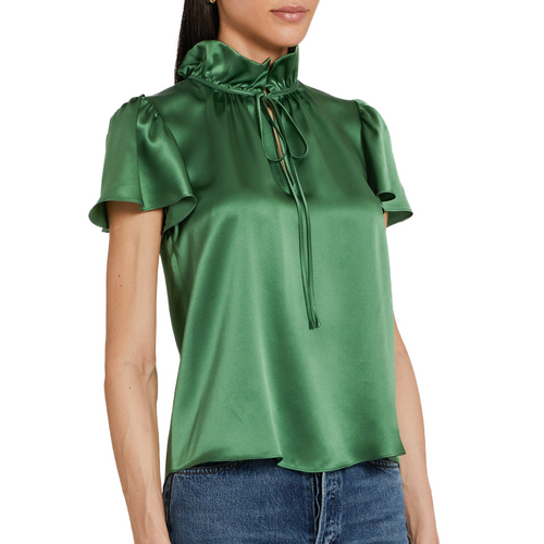 Short Sleeve Vittoria Silk Top in Ferman