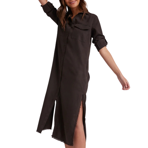 Maxi Shirt Dress in Quartz Brown