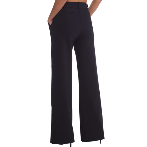 Neoprene CEO Wide Leg Trouser in Black