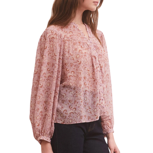 Liene Floral Top in Shadow Mauve 