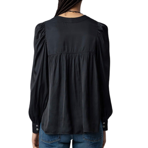 Telia Satin Shirt in Noir