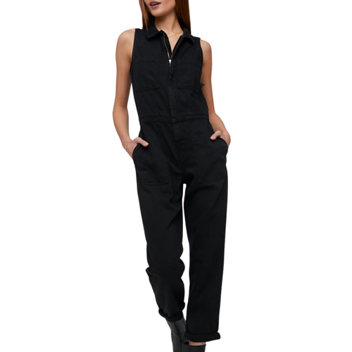 Gwen Zip Front Coverall in Black