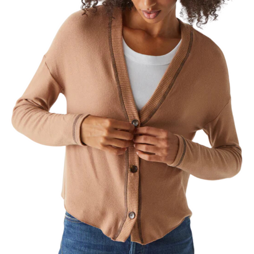 Noah Cardigan with Stitching in Camel