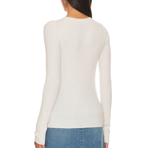 Silk Knit Long Sleeve Crew in Chalk