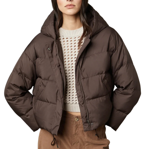 Raylin Cropped Puffer Jacket in Chocolate