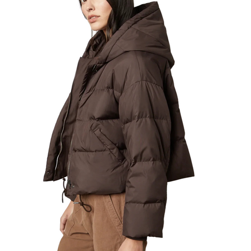 Raylin Cropped Puffer Jacket in Chocolate