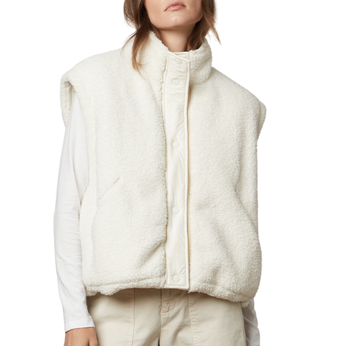 Alicia Reversible Puffer Sherpa Vest in Ecru