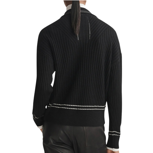 Monti Merino Wool Polo in Black