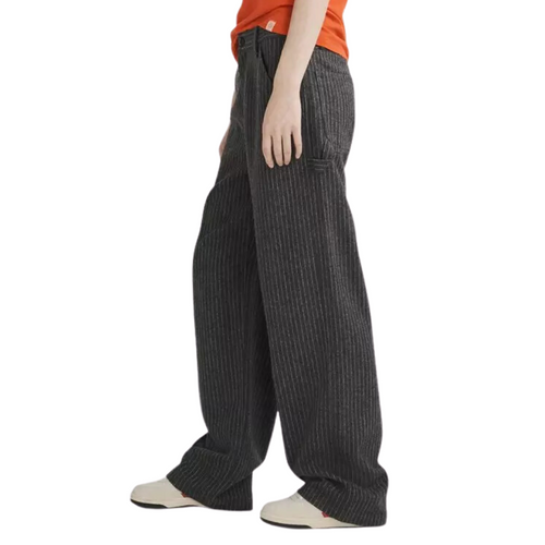 Sid Italian Wool Carpenter Pant in Grey Stripe 