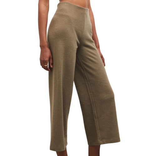 Delaney Brushed Rib Pant in Kelp